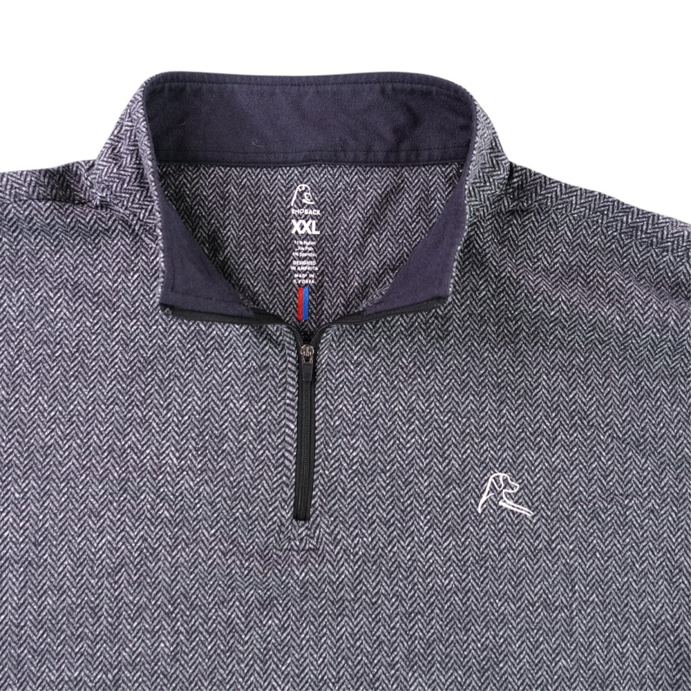 Rhoback Quarter Zip Pullover Mens XXL Blue Herringbone Performance 1/4 Zip